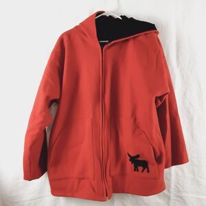 Sea Shell Design Womens Wool Heavy Winter Jacket Reversible Red Black Moose READ